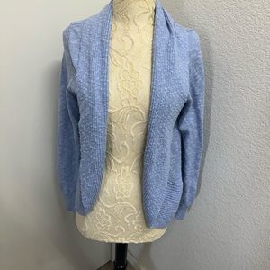 Light Blue/Periwnkle cardigan. Buttonless